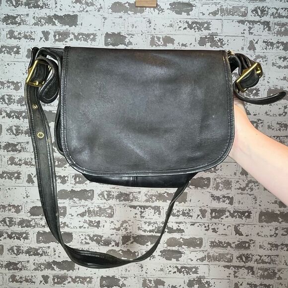 Coach | vintage black leather crossbody bag as is - Picture 1 of 14